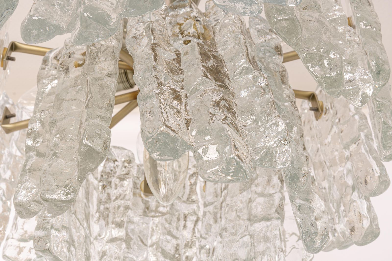 1 Of 5 Large Murano Ice Glass Chandelier By Kalmar, Austria, 1960s photo for sale