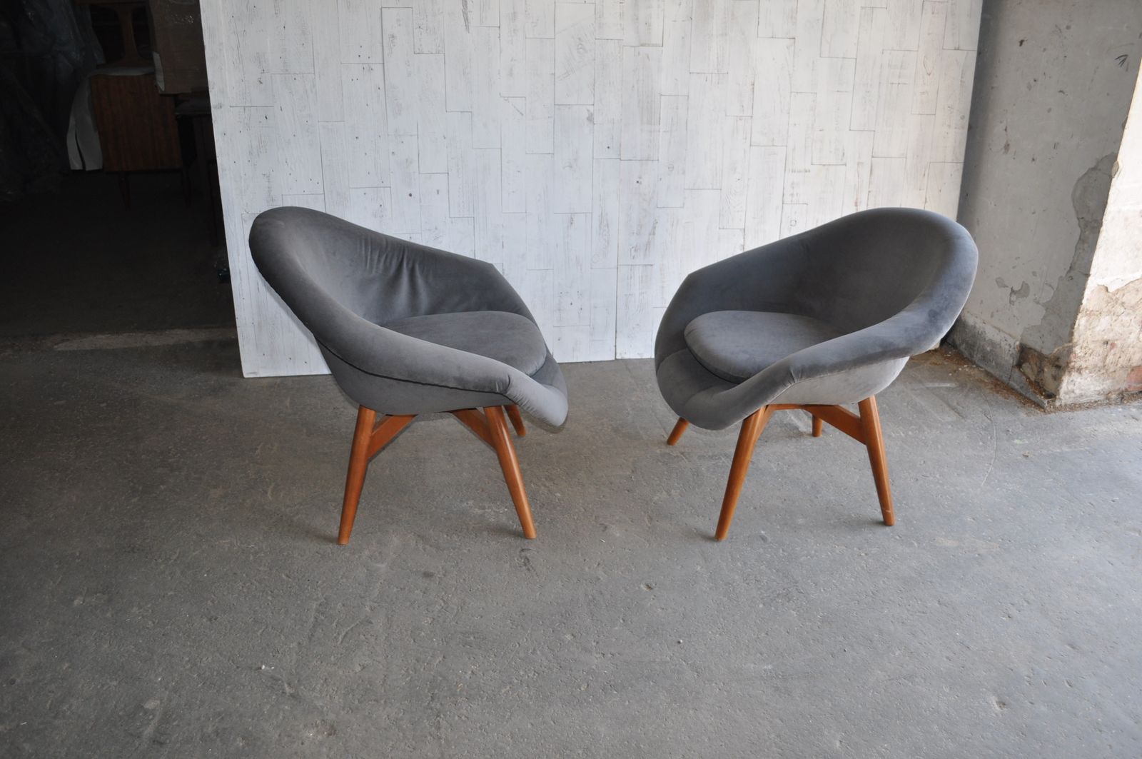 Vintage Velvet Chairs By Miroslav Navratil 1950s Set Of 2 photo for sale