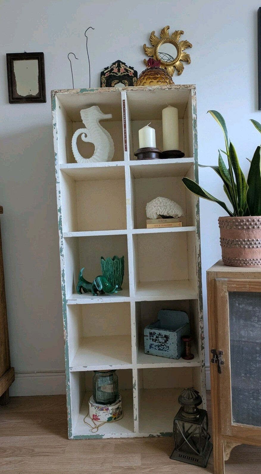 Vtg Haberdashery Pigeon Holes Shelving Shelves Office Sectional Storage White photo Furniture