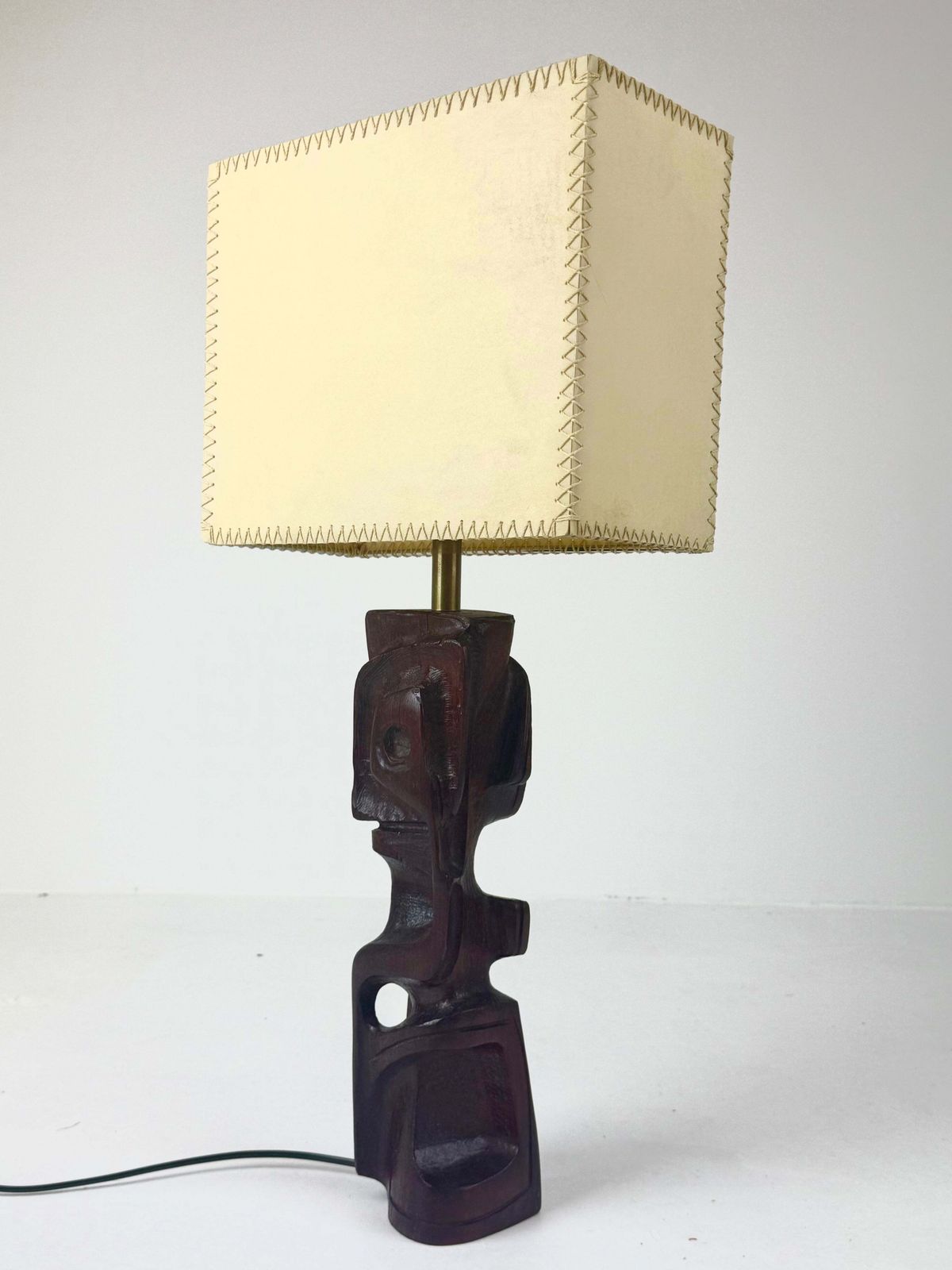 Hand Carved Wooden Sculptural Table Lamp By Gianni Pinna photo furniture