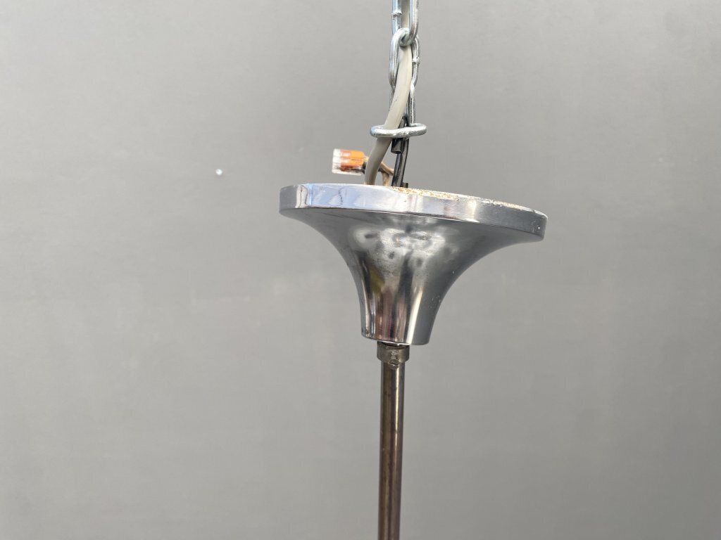 Art Deco Chrome Chandelier With Glass Bowl Shades photo 648.0