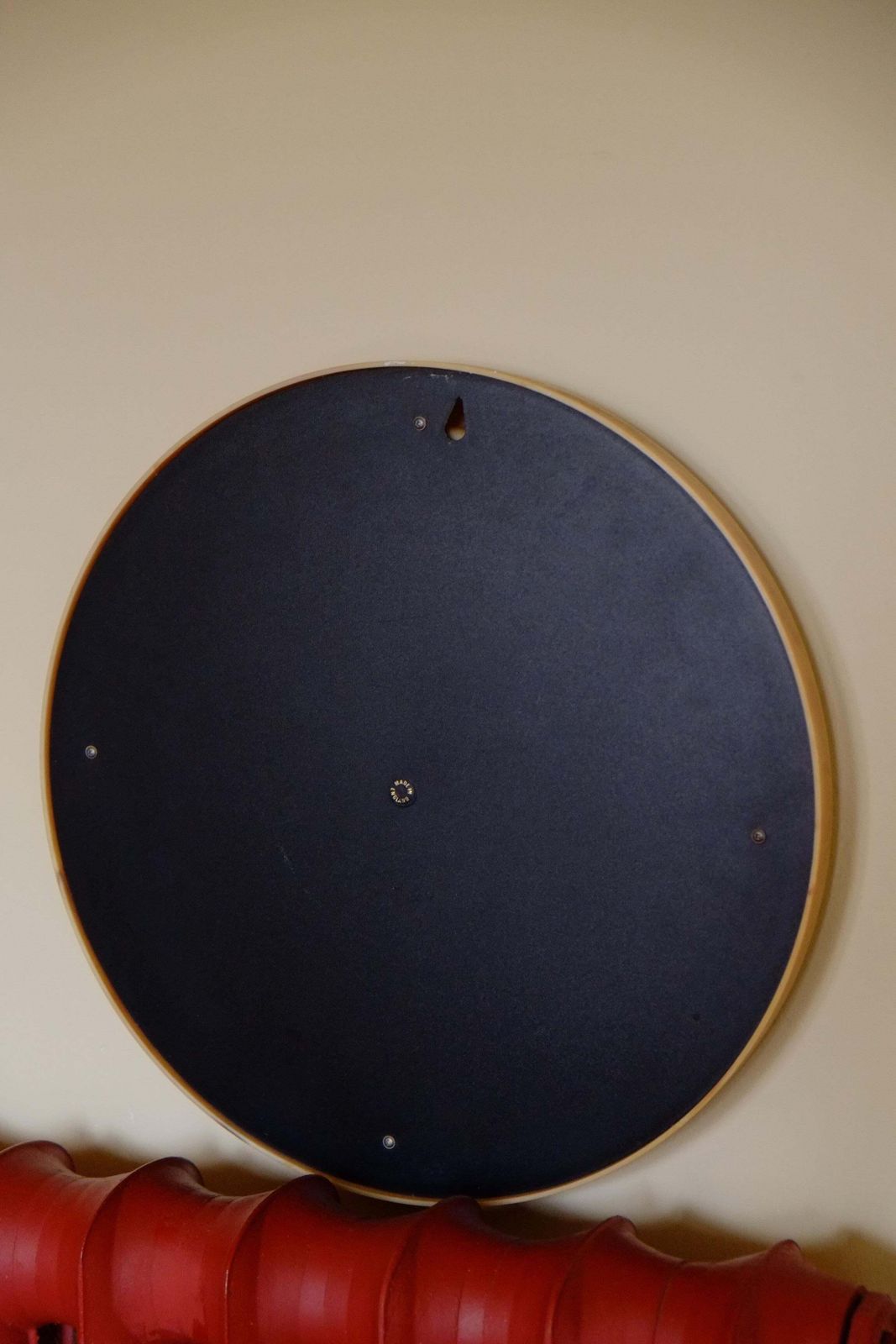 60's Mid Century Retro English Butterscotch Marbled Round Bathroom Mirror photo vintage