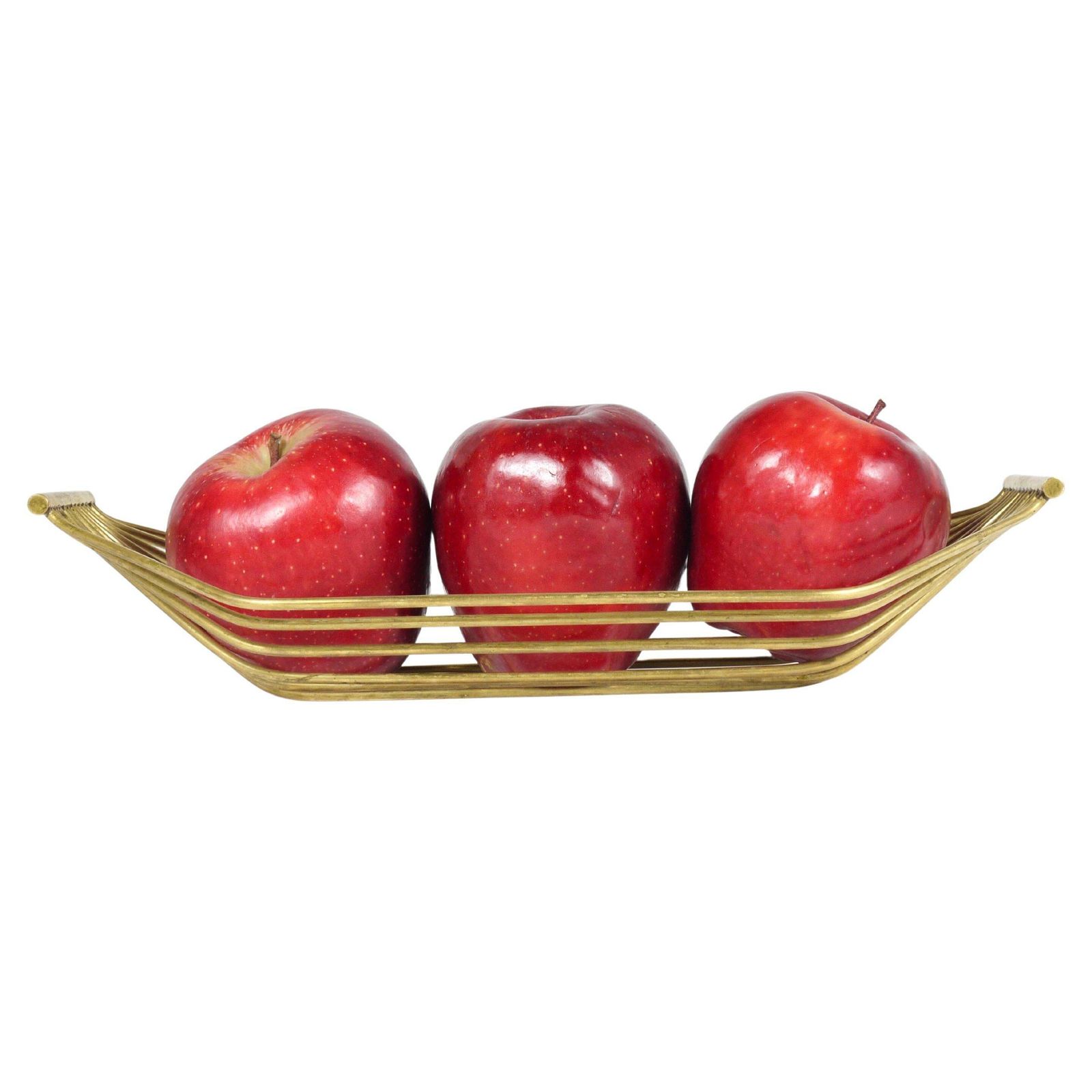 Austrian Mid Century Large Brass Wire Fruit Basket Bowl, Carl Aubock Style, 1950