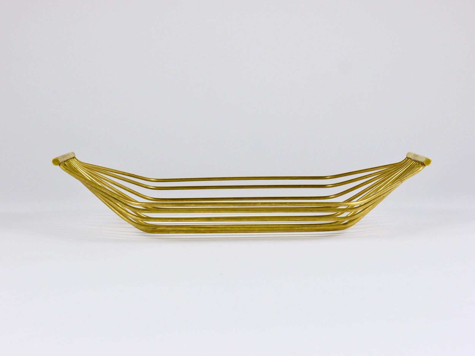 Austrian Mid Century Large Brass Wire Fruit Basket Bowl, Carl Aubock Style, 1950 photo 379.0