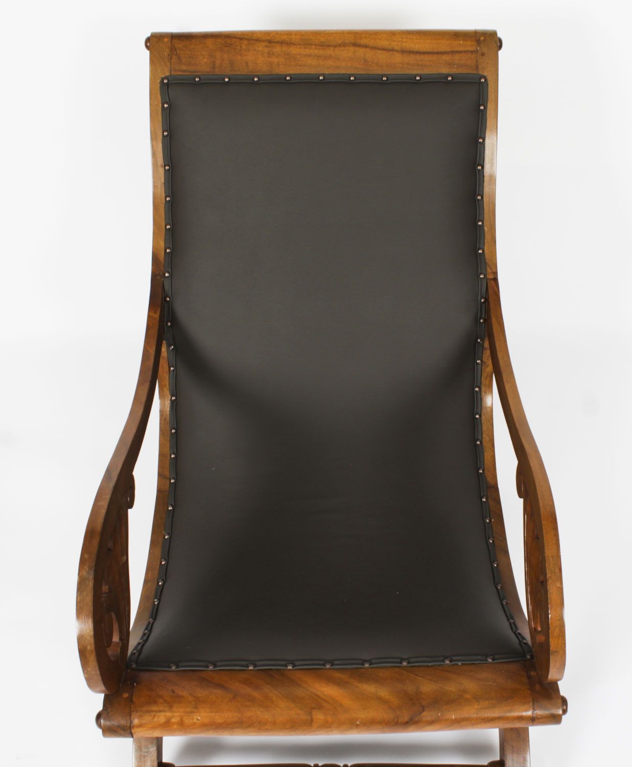 Anglo Indian Leather Teak Plantation Chair 19th Century photo Furniture
