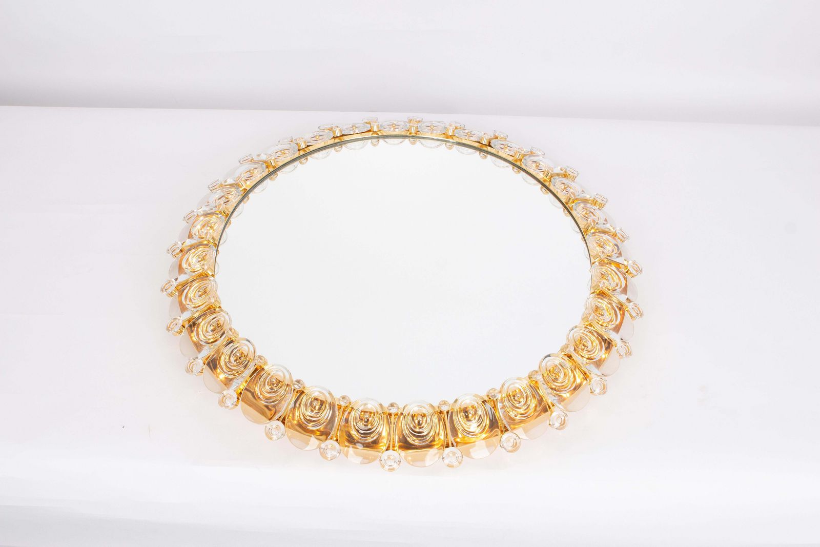 Spectacular Largebacklit Mirror Gilded Brass And Crystal Glass By Palwa, Germany photo 5293.0