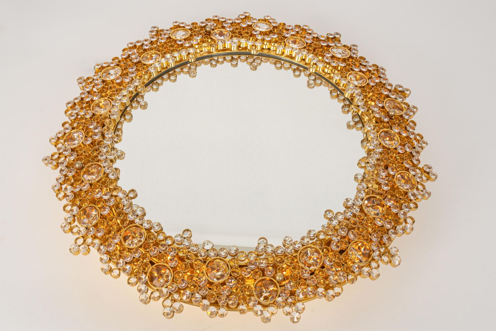 Spectacular Backlit Mirror Gilded Brass And Crystal Glass By Palwa, Germany photo furniture