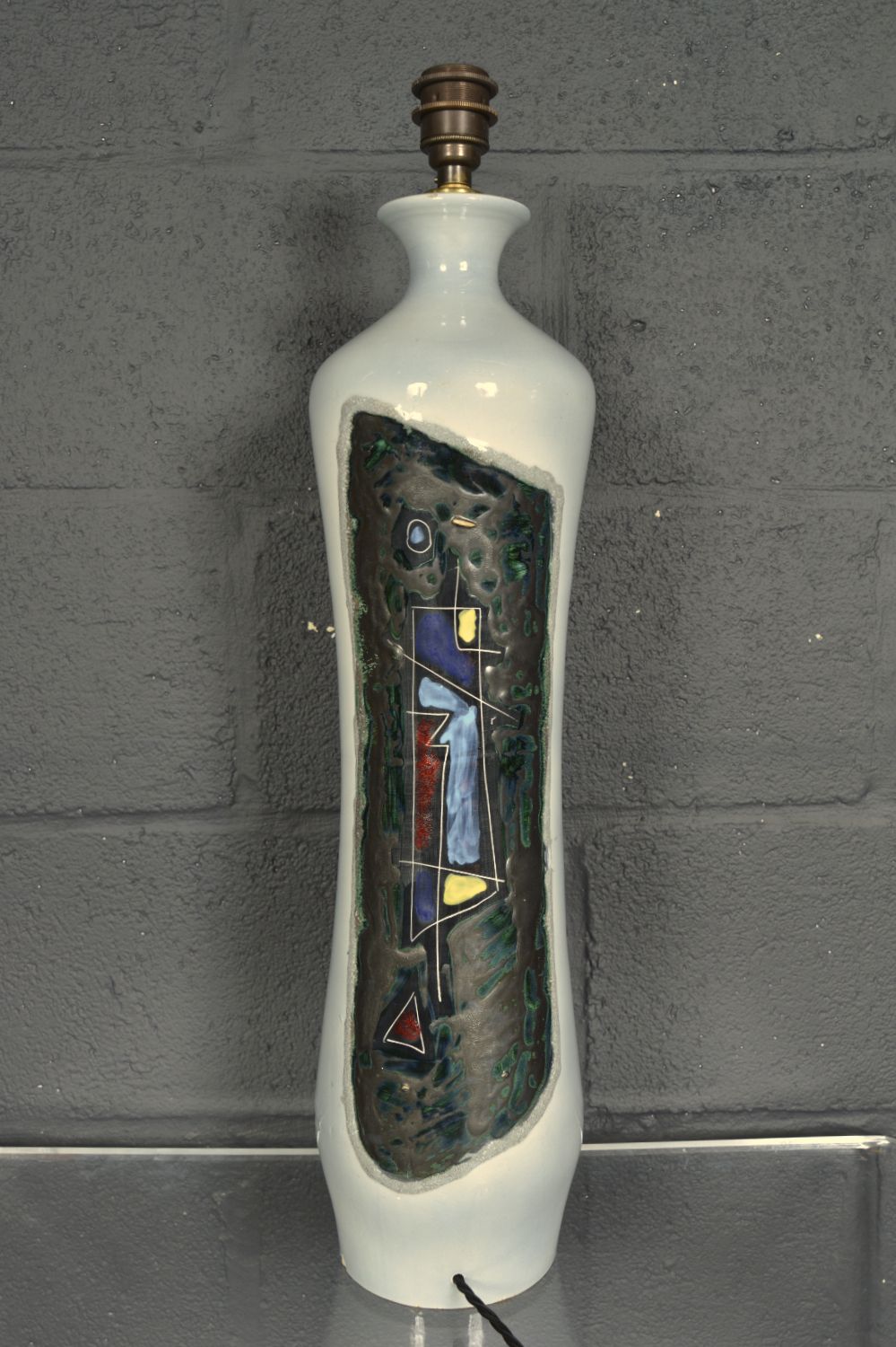 1960s Italian Sgraffito Pottery Table Lamp Augusto Giulianelli San Marino Midcentury photo furniture