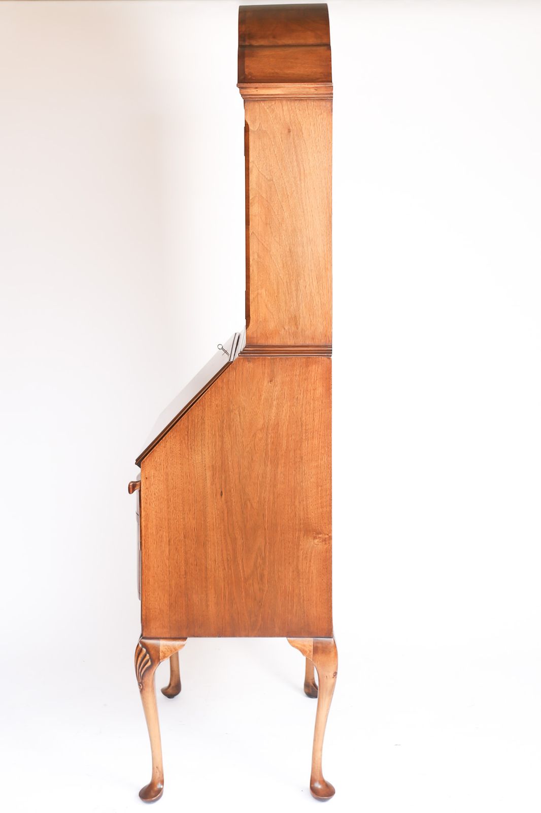 Queen Anne Style Burr Walnut Bureau Bookcase Circa 1920s photo for sale