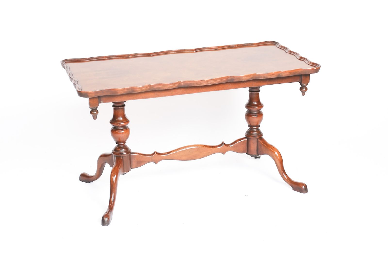 Walnut Queen Anne Style Coffee Table By Reprodux C1970s