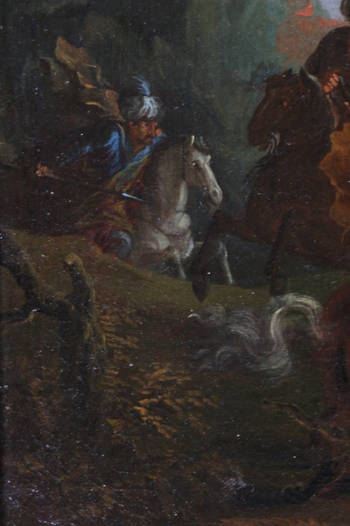 Joseph François Parrocel (1704; 1781) Attributed. Turkish Horsemen Attacked By Tigers photo for sale