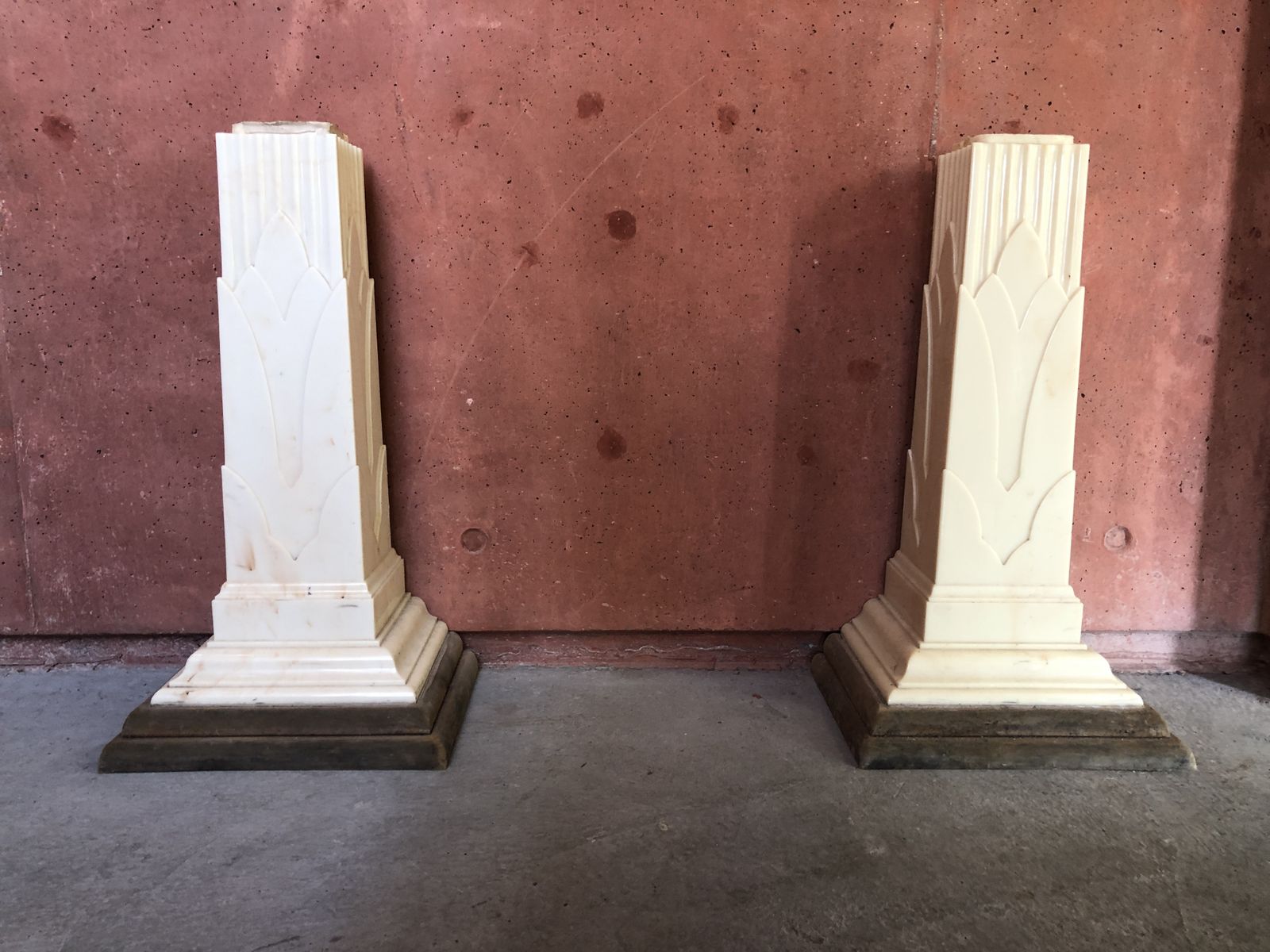 2x Art Deco Console Table Pillars Resin Marble Hollywood Regency