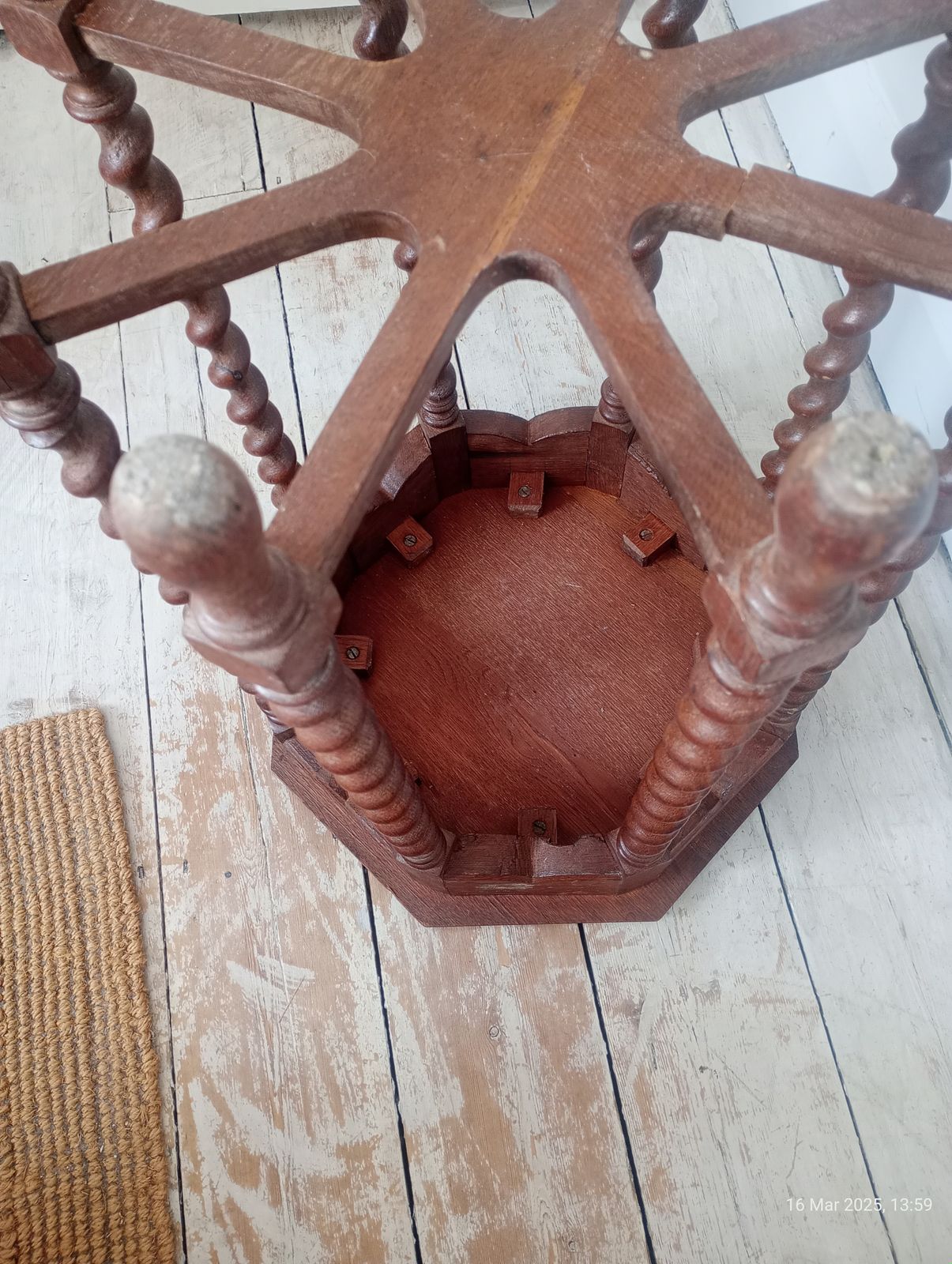 Antique Oak Octagonal Side Table photo Furniture