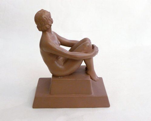 Art Art Deco Terracotta Sculpture Of A Nude Bathing Woman, 1920s photo