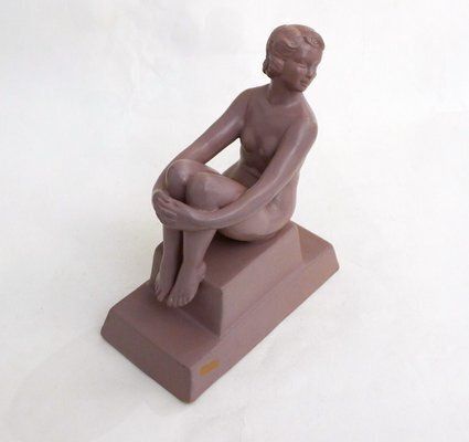 130.0 Art Deco Terracotta Sculpture Of A Nude Bathing Woman, 1920s photo