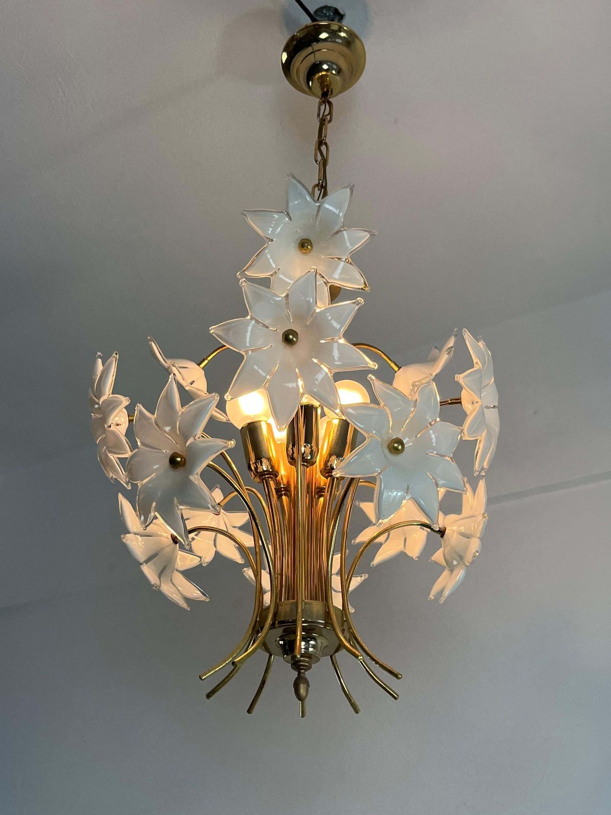 Mid Century Italian Murano Glass Floral Chandelier, 1970s photo buy