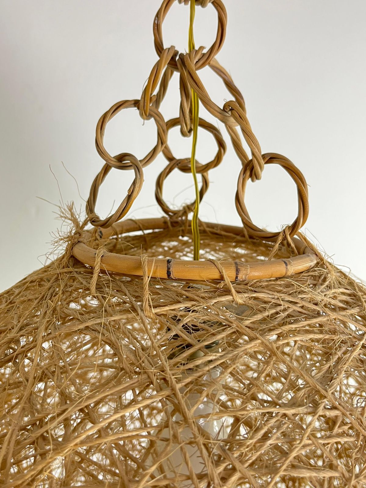 Mid Century Italian Twine And Rattan Chandelier, 1960s photo 615.0