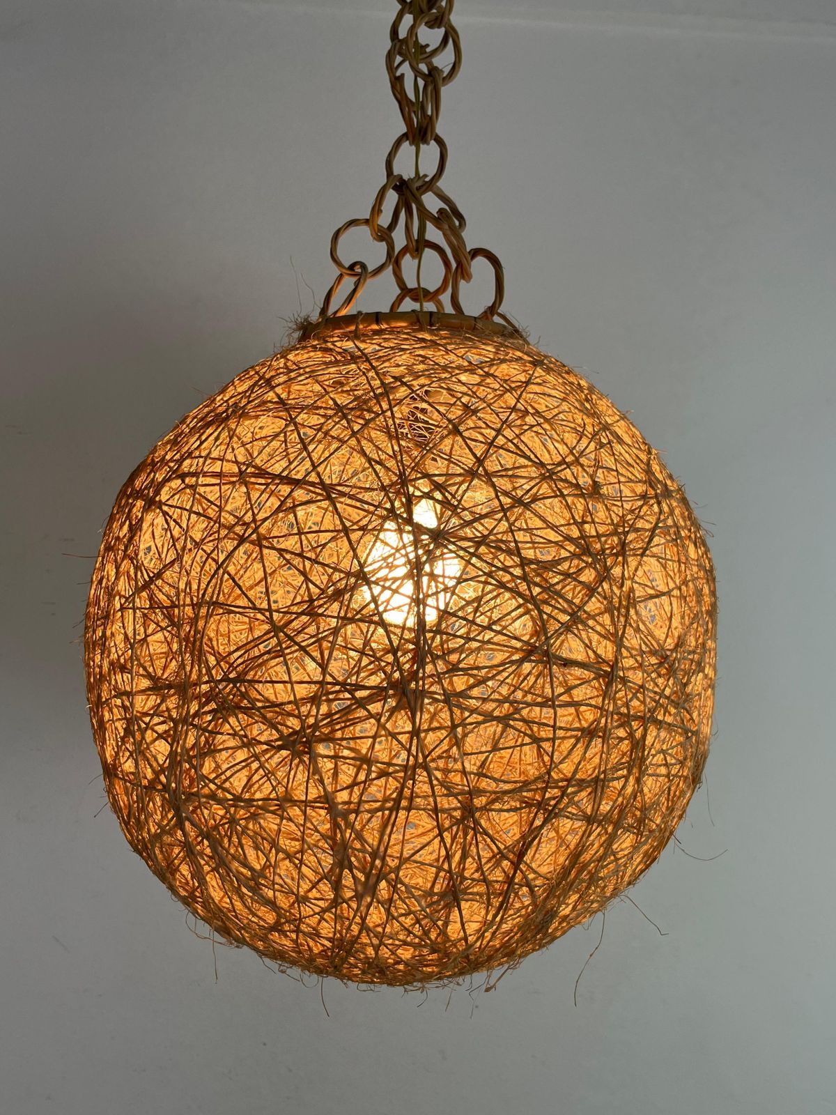 Mid Century Italian Twine And Rattan Chandelier, 1960s photo buy