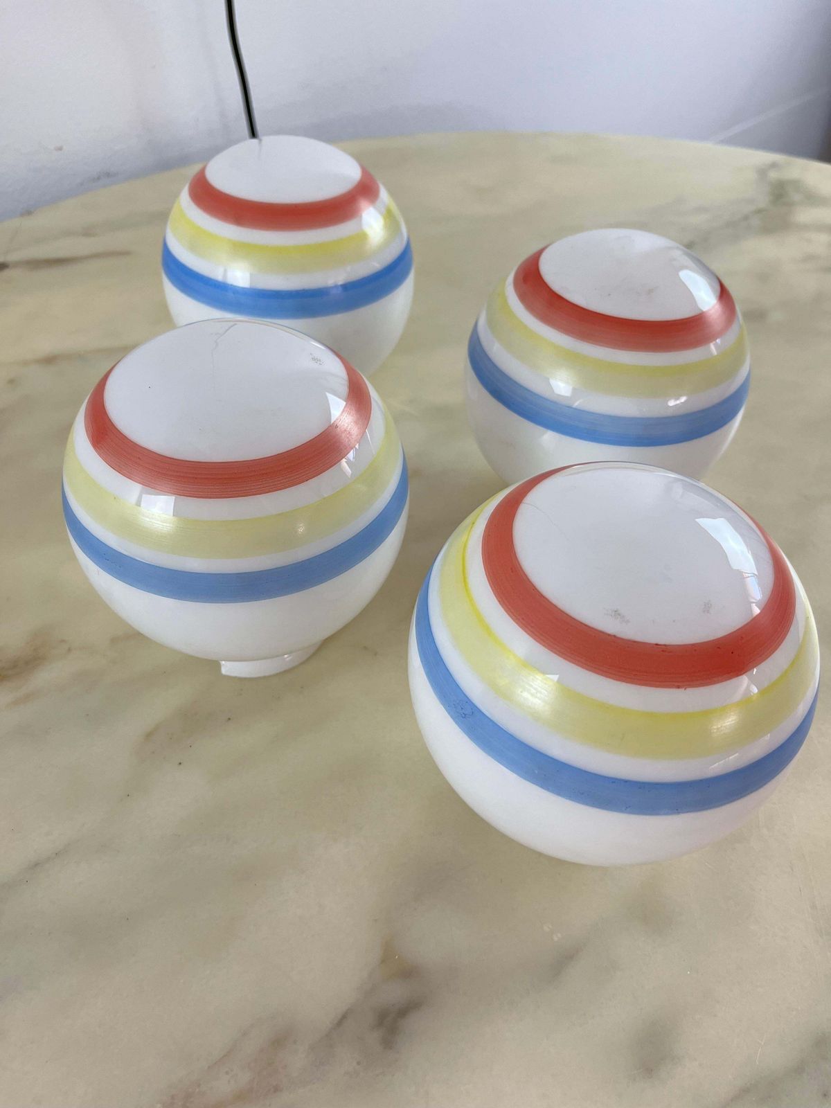 Lighting Vintage 4 Light Suspension Lamp, Glass, Italy, 1970s photo
