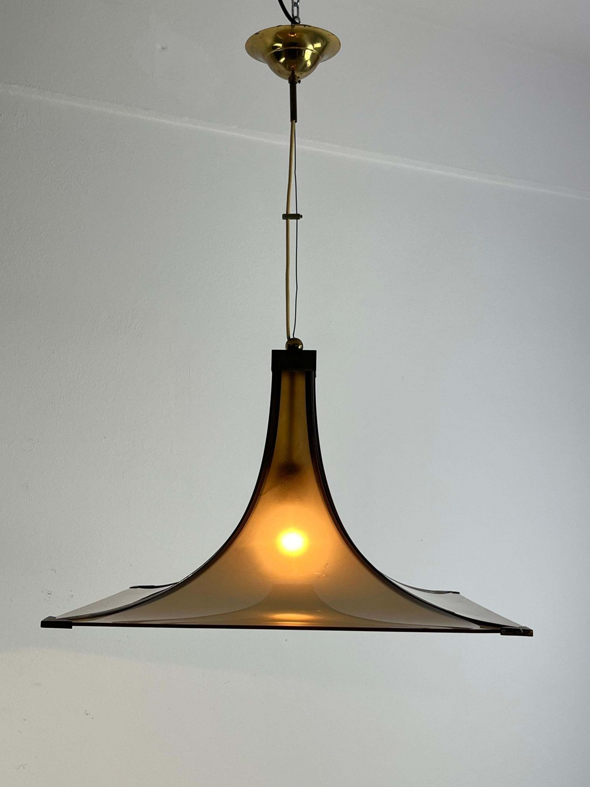 Mid Century Glass And Brass Chandelier Italian Design  1960s photo furniture