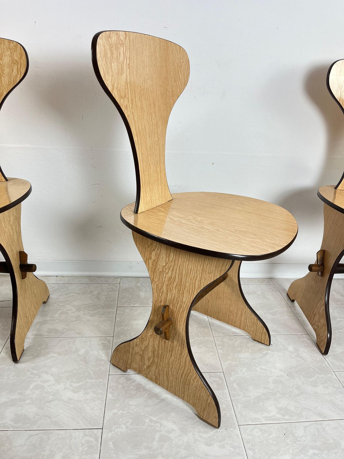 Set Of 6 Pedini Fano Mid Century Chairs Italian Design 1960s photo for sale