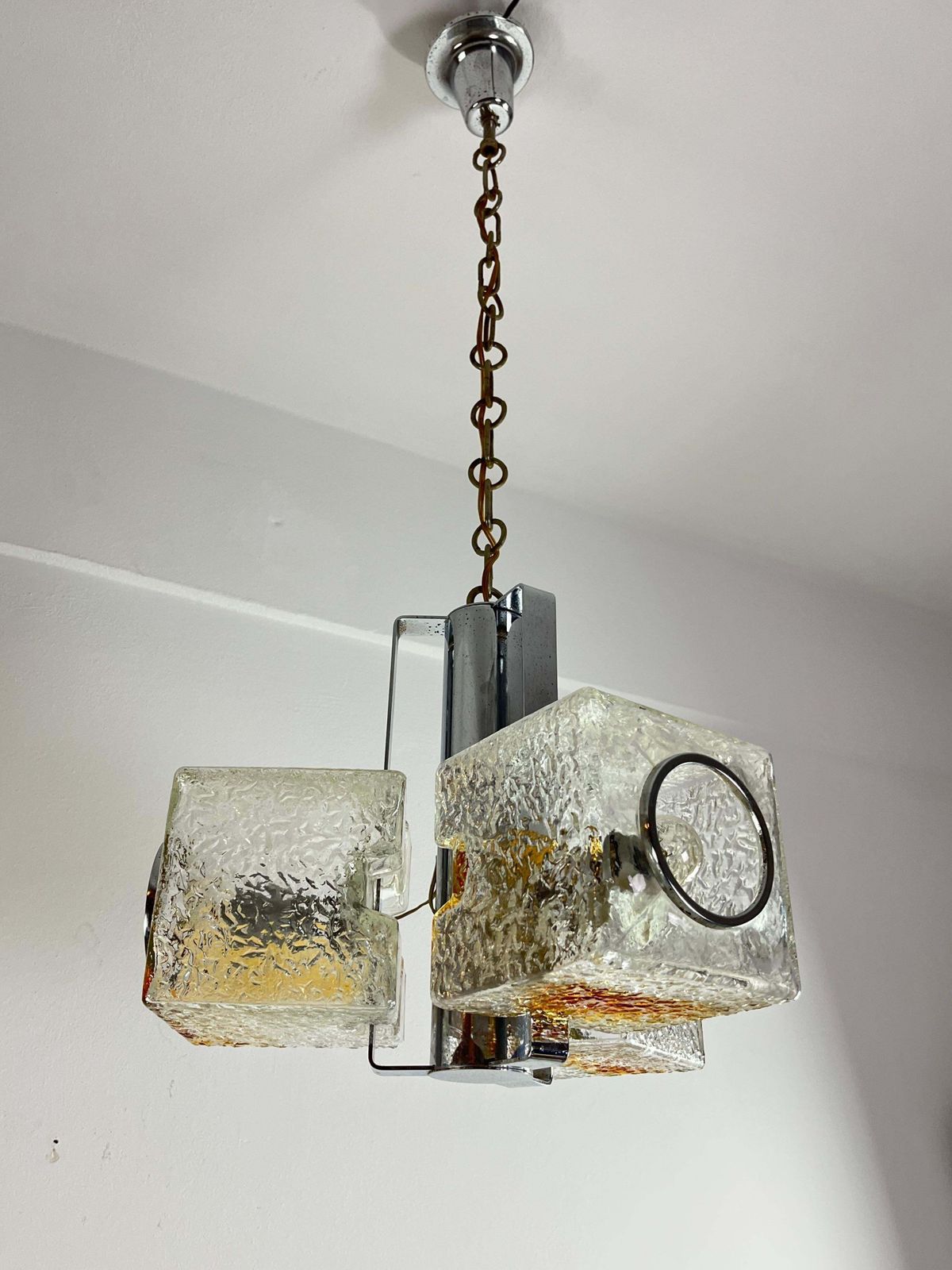 Lighting 3 Light Murano Glass Chandelier Attributed To Toni Zuccheri For Veart, 1970s photo