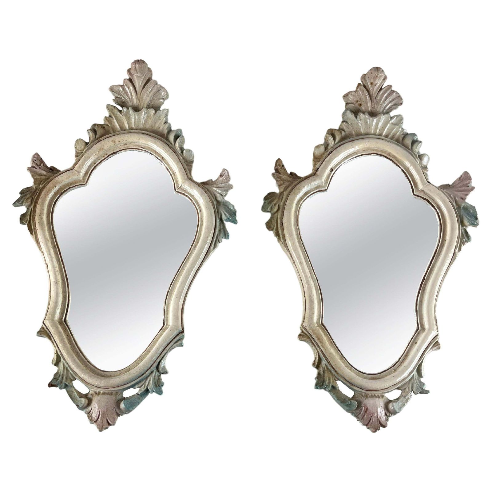 Pair Of Venetian Bedside Mirrors, Italy, 1960s