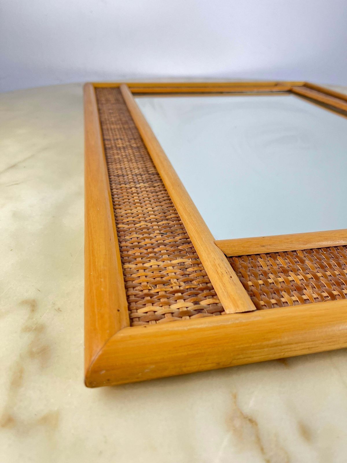 Mid Century Rattan And Bamboo Mirror 1960s Italian Design photo 410.0