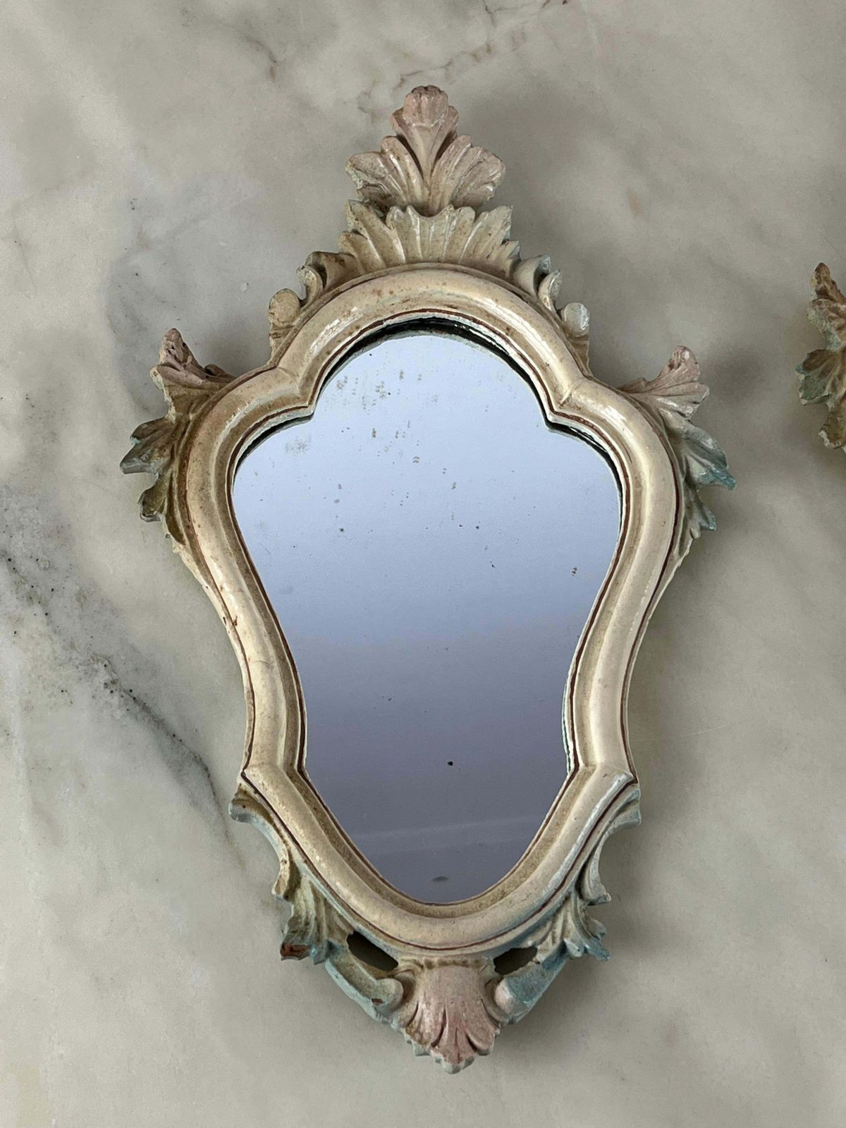 Pair Of Venetian Bedside Mirrors, Italy, 1960s photo vintage