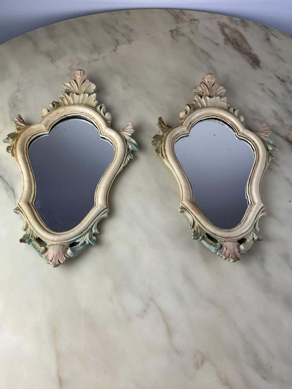 Home Decor Pair Of Venetian Bedside Mirrors, Italy, 1960s photo