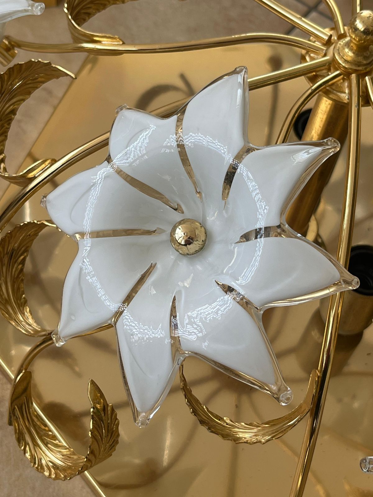 Set Of 3 Midcentury Floral Murano Glass Ceiling Lights, 1960s photo Lighting