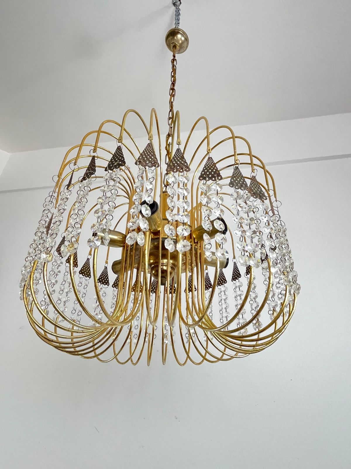 Murano Glass Chandelier "Millefili", Italian Design 1970s photo for sale