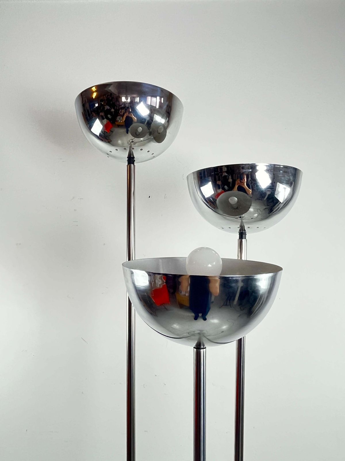 3 Light Floor Lamp Lamperti Chromed Steel Italian Design Mid Century 1968 photo 897.0