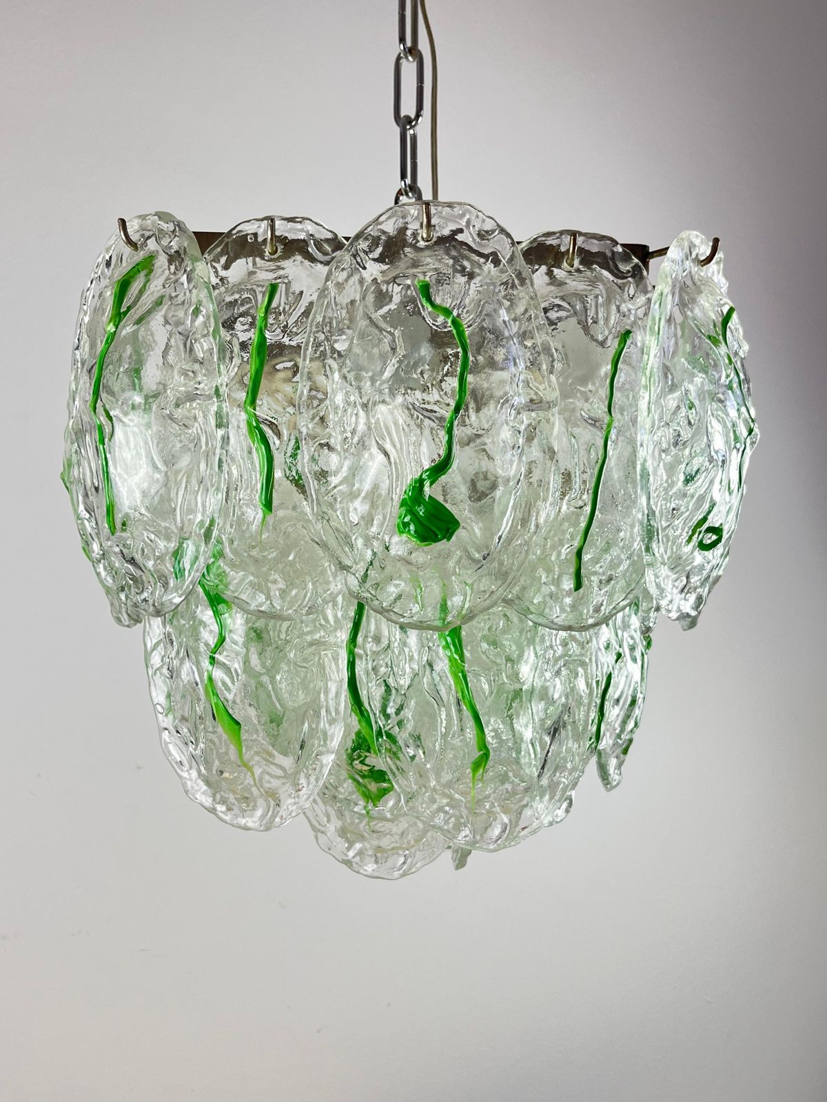 Six Light Murano Glass Chandelier Attributed To Vistosi Italian Design  1960s photo vinterior