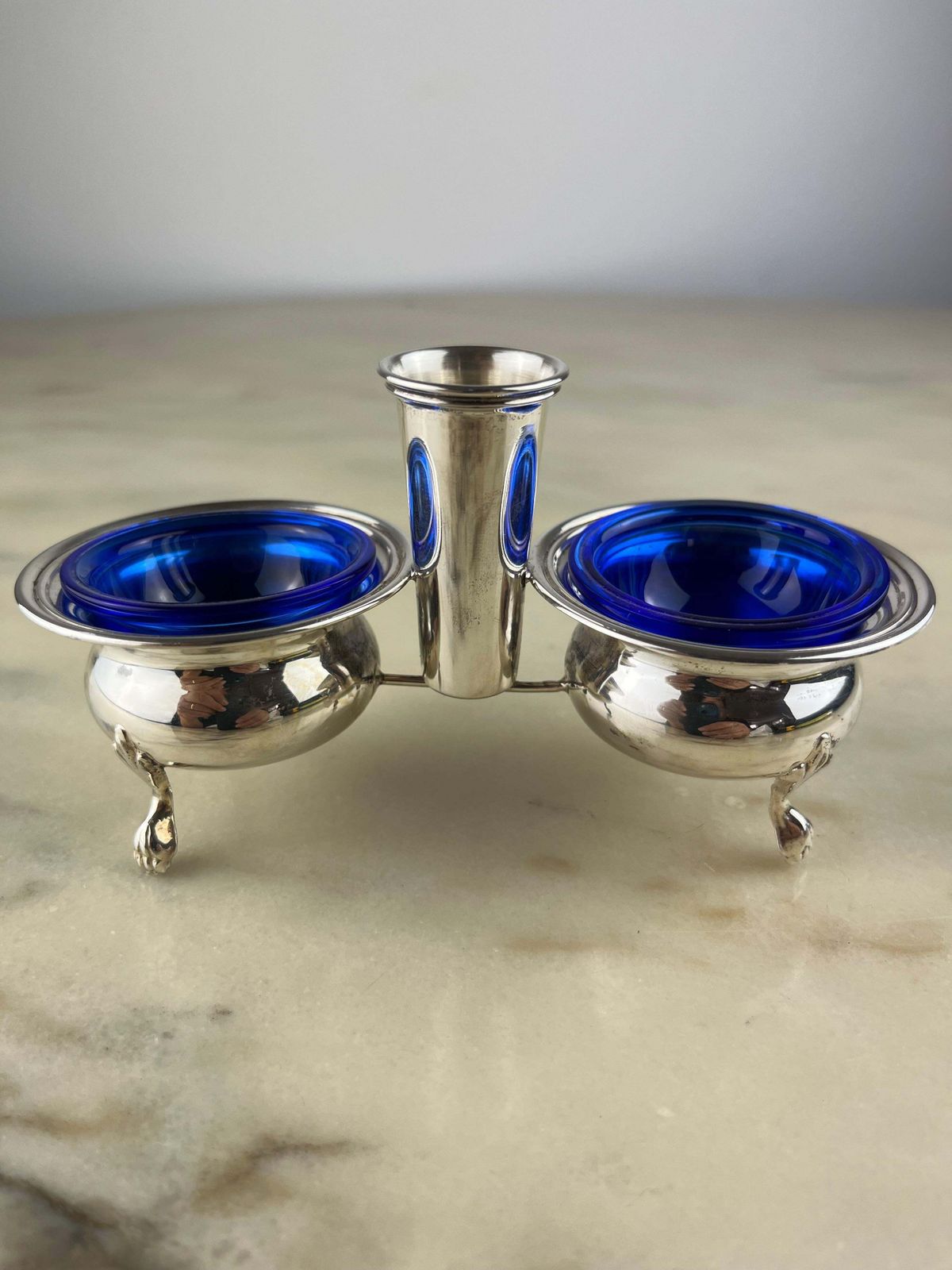 Salt/Pepper/Toothpick Set In 800 Silver And Crystal, Italy, 1990 photo furniture