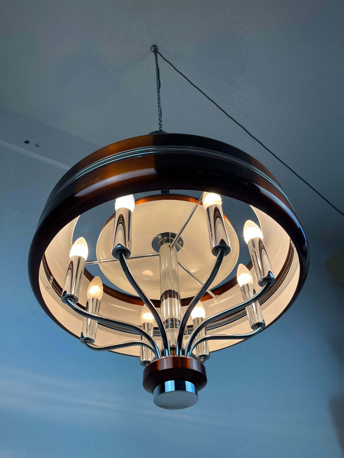 photo for sale Vintage 8 Light Chandelier, Italian Design, 1970s.