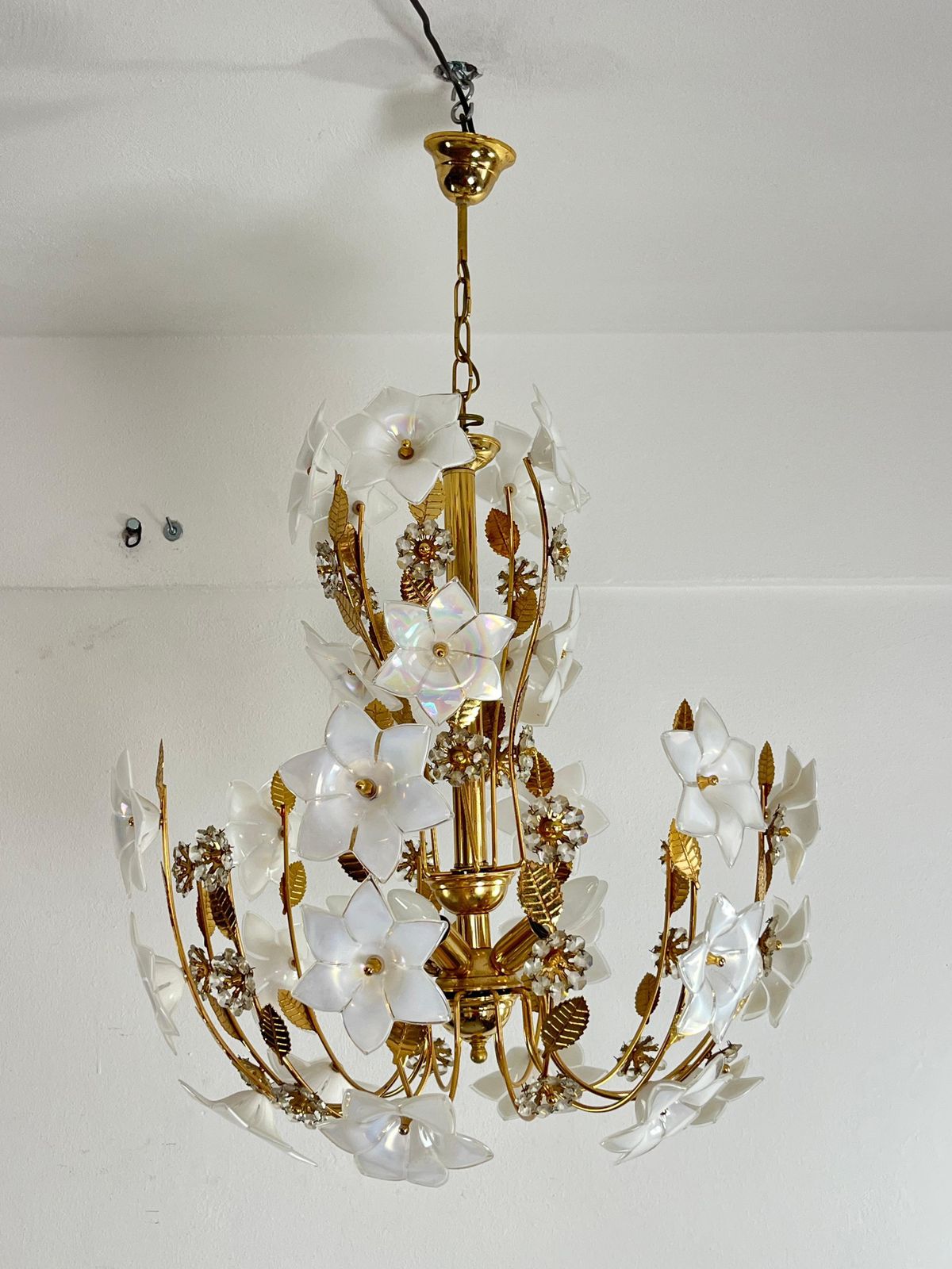 Mid Century 5 Light Murano Glass Flower Chandelier, 1960s photo furniture