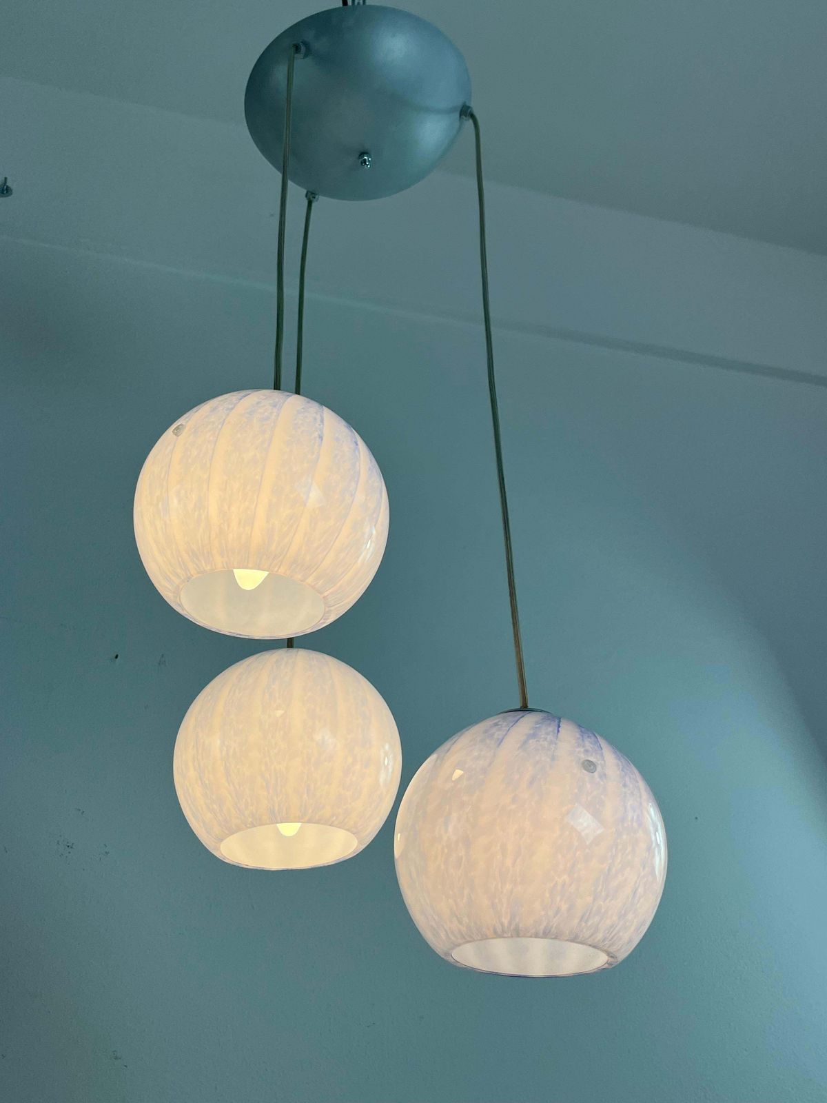 "La Murrina" Three Sphere Chandelier In Murano Glass Italian Design 1990s photo buy