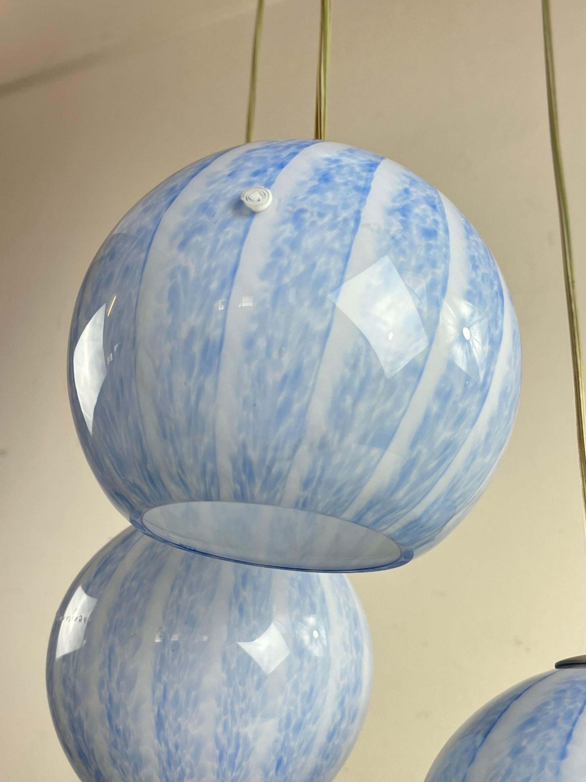 photo for sale "La Murrina" Three Sphere Chandelier In Murano Glass Italian Design 1990s