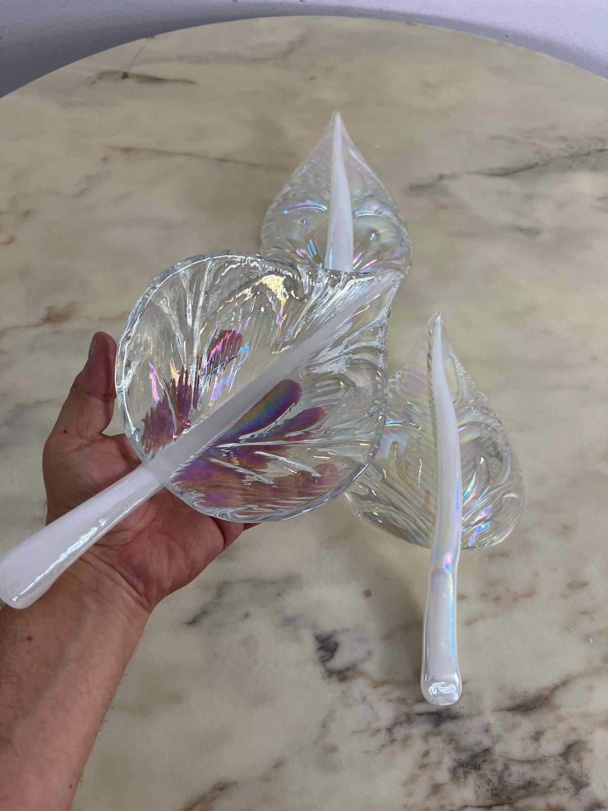 photo for sale Mid Century Chandelier With Murano Glass Leaves, 1960s