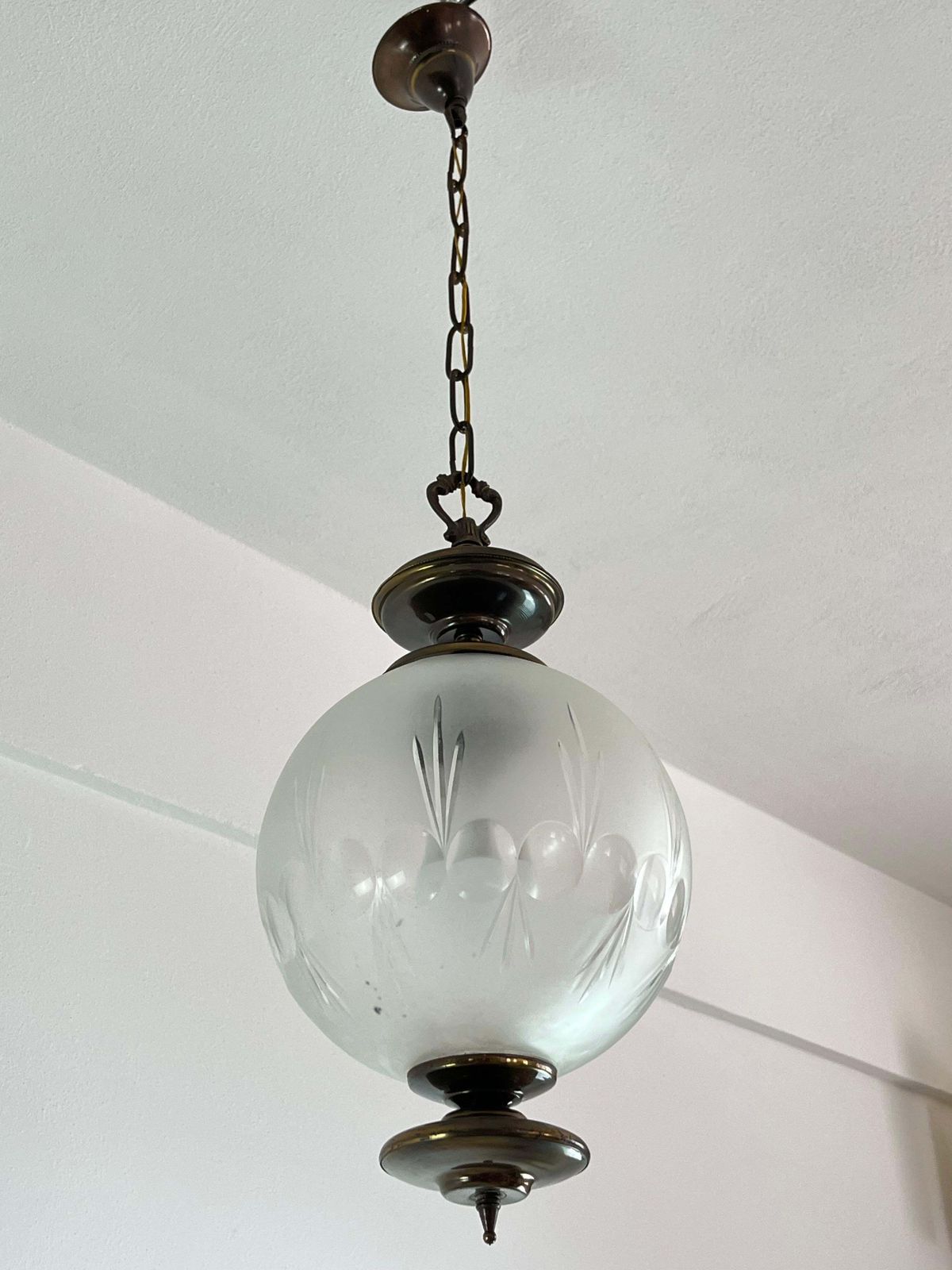Luigi Caccia Dominioni Italian Bronze And Glass Chandelier  1970s photo vinterior