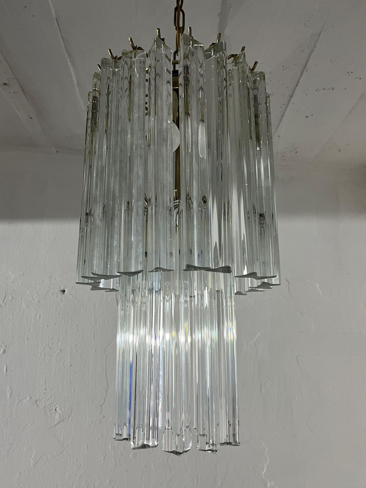 Mid Century Chandelier Attributed To Venini With Trilobed Murano Glass 1960s photo 1537.0