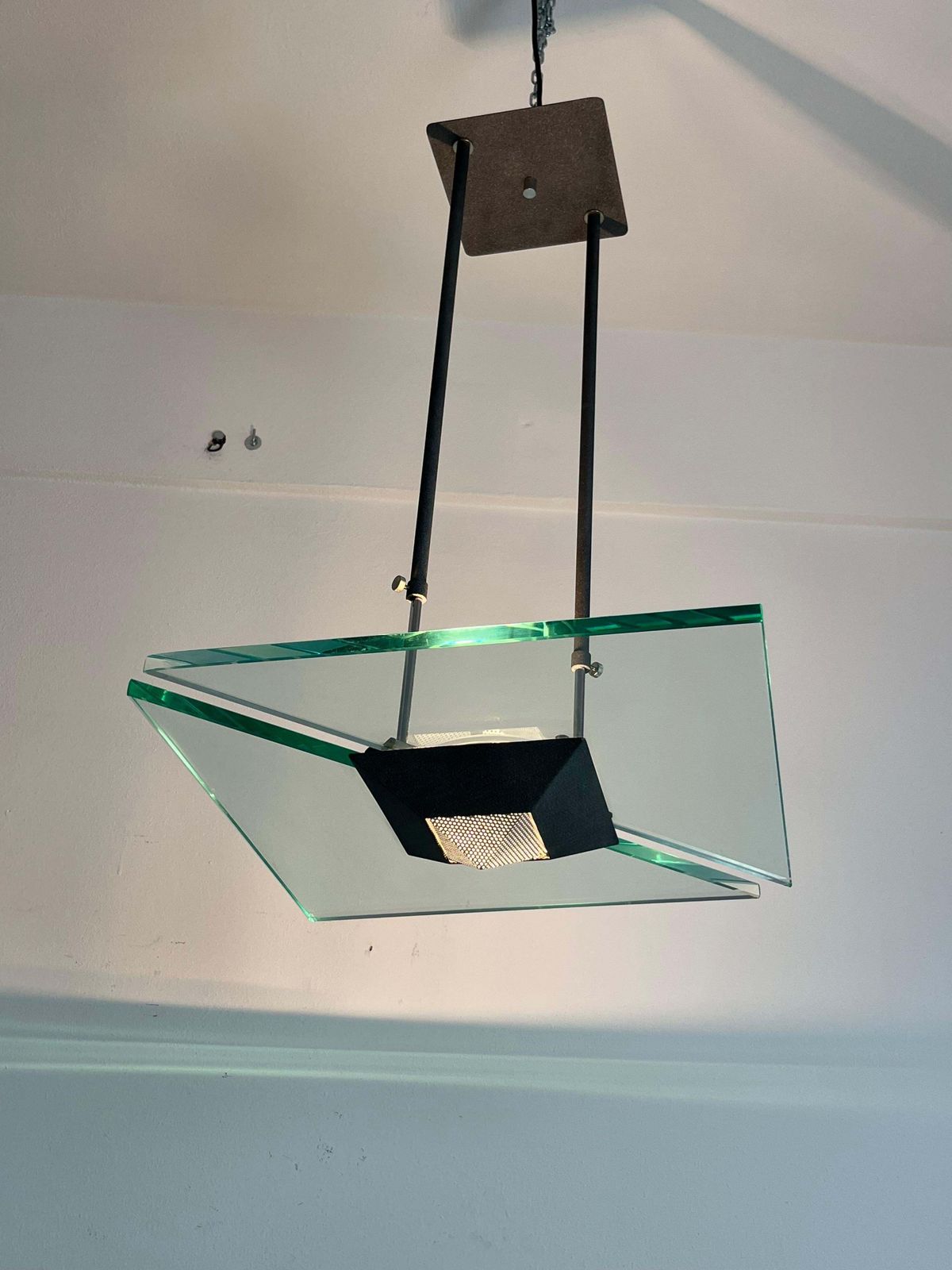 photo furniture Italian Murano Glass Chandelier Attributed To Fontana Arte, 1980s