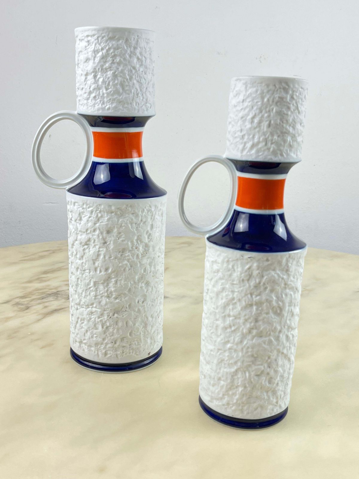 Pair Of Kpm Biscuit Porcelain Vases, Germany, 1960s photo vintage