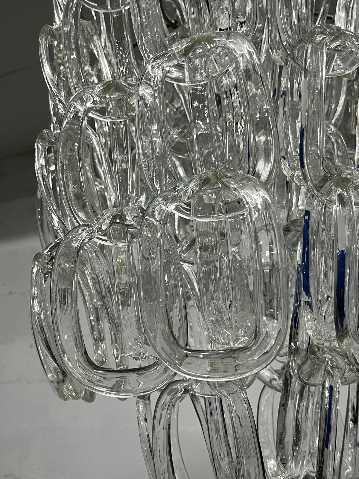 Mid Century Murano Glass Chandelier Attributed To Angelo Mangiarotti For Vistosi photo for sale