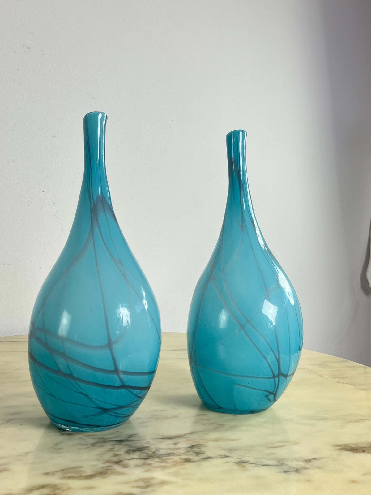 Set Of 2 Murano Glass Vases, Attributed To Cenedese, 1970s photo vintage