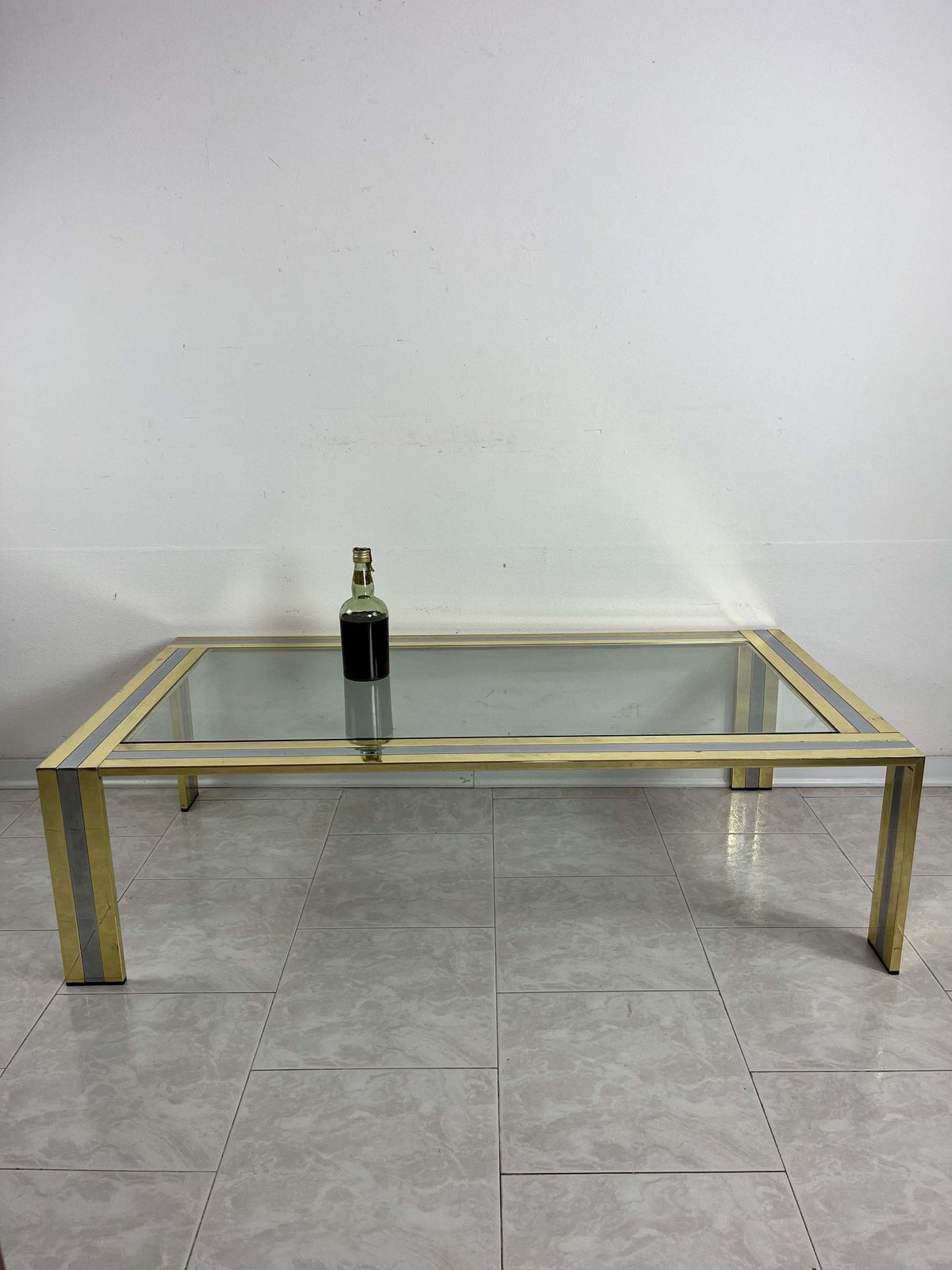 Large Coffee Table In Brass And Chromed Metal Attributed To Romeo Rega, 1970s photo 1665.0