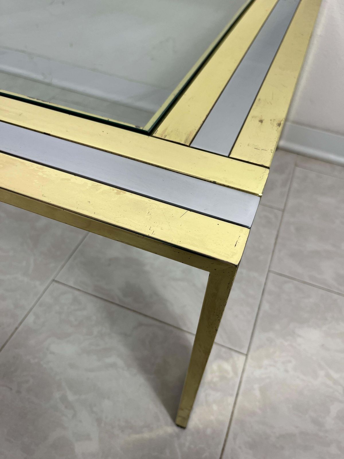 Large Coffee Table In Brass And Chromed Metal Attributed To Romeo Rega, 1970s photo buy