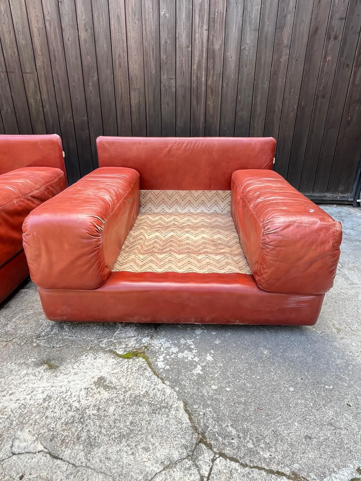 Set Of 2 Mid Century Leather Armchairs Dall'oca Italian Design 1970s photo vinterior