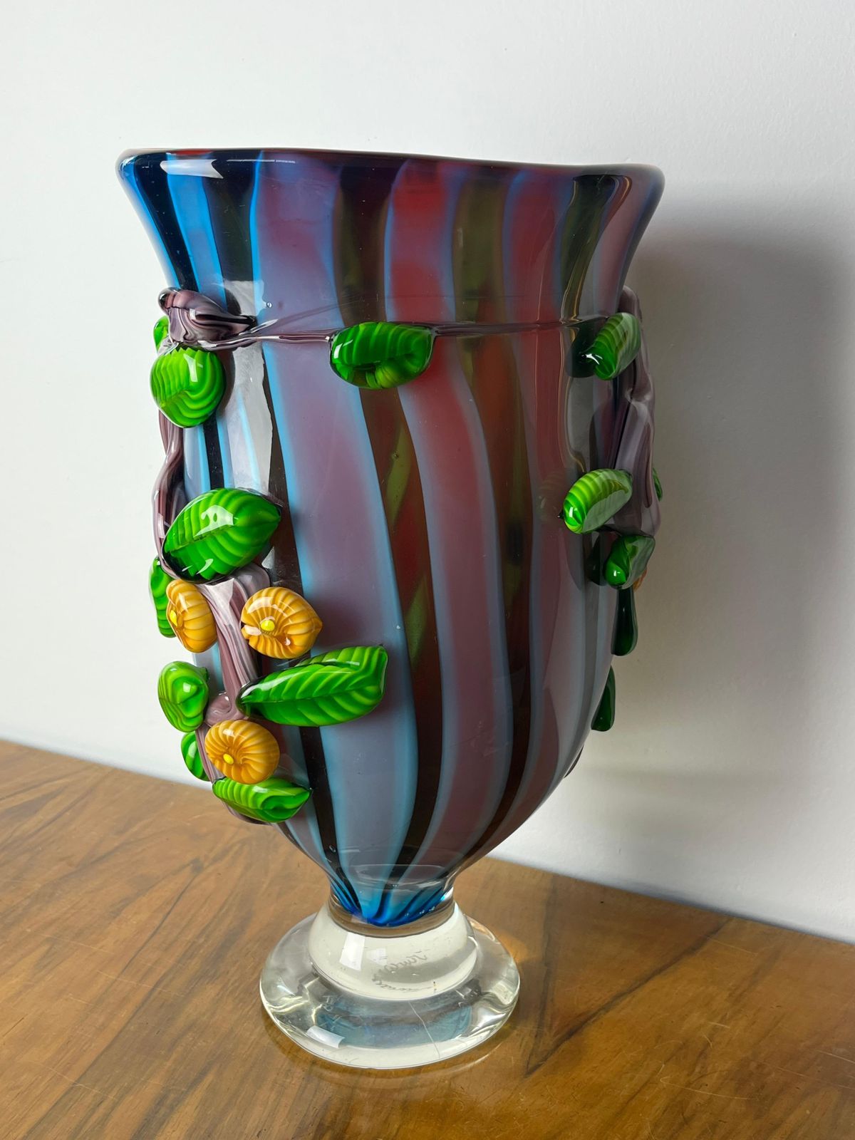 Large Maestri Muranesi Mid Century Polychrome Murano Submerged Glass Vase, 1950s photo Home Decor